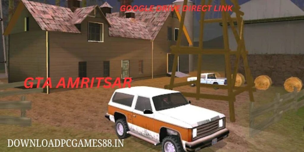 GTA Amritsar gameplay image showing a white SUV or jeep parked near a building